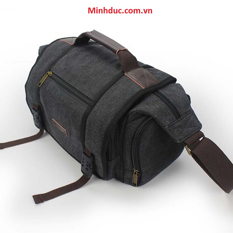 Vintage Leather Canvas Camera Bag Shoulder Case  